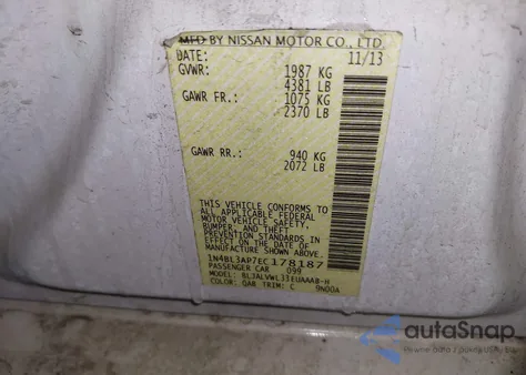 2014 Nissan Altima 3.5 Sl from USA, damaged, VIN 1N4BL3AP7EC178187
